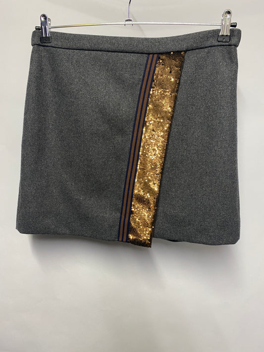 J.Crew Grey Wool and Bronze Sequinned Mini Skirt 6