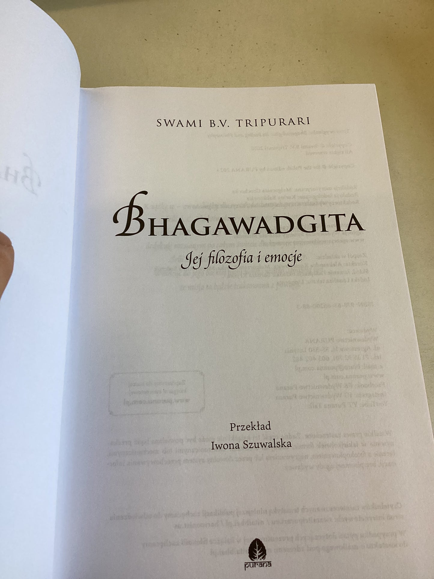Bhagawadgita Swami B. V. Tripurari Przedmowa Dr David Frawley