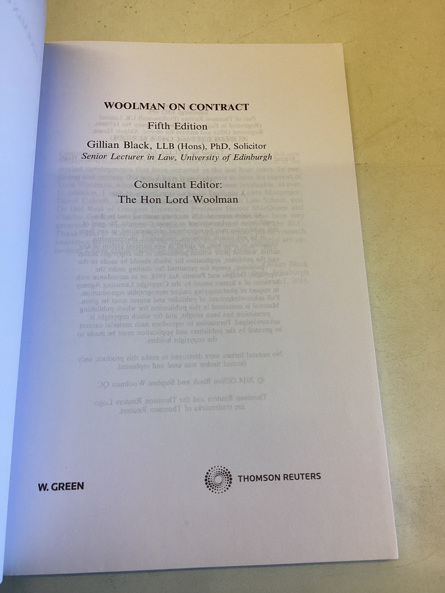 Woolman On Contract 5th Edition Greens Concise Scots Law Gillian Black