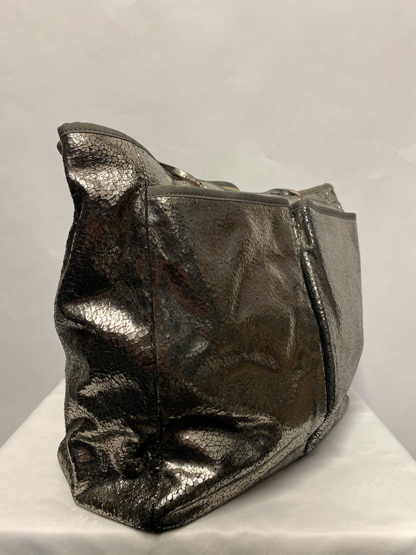 Anya Hindmarch Cracked Silver Tote Bag