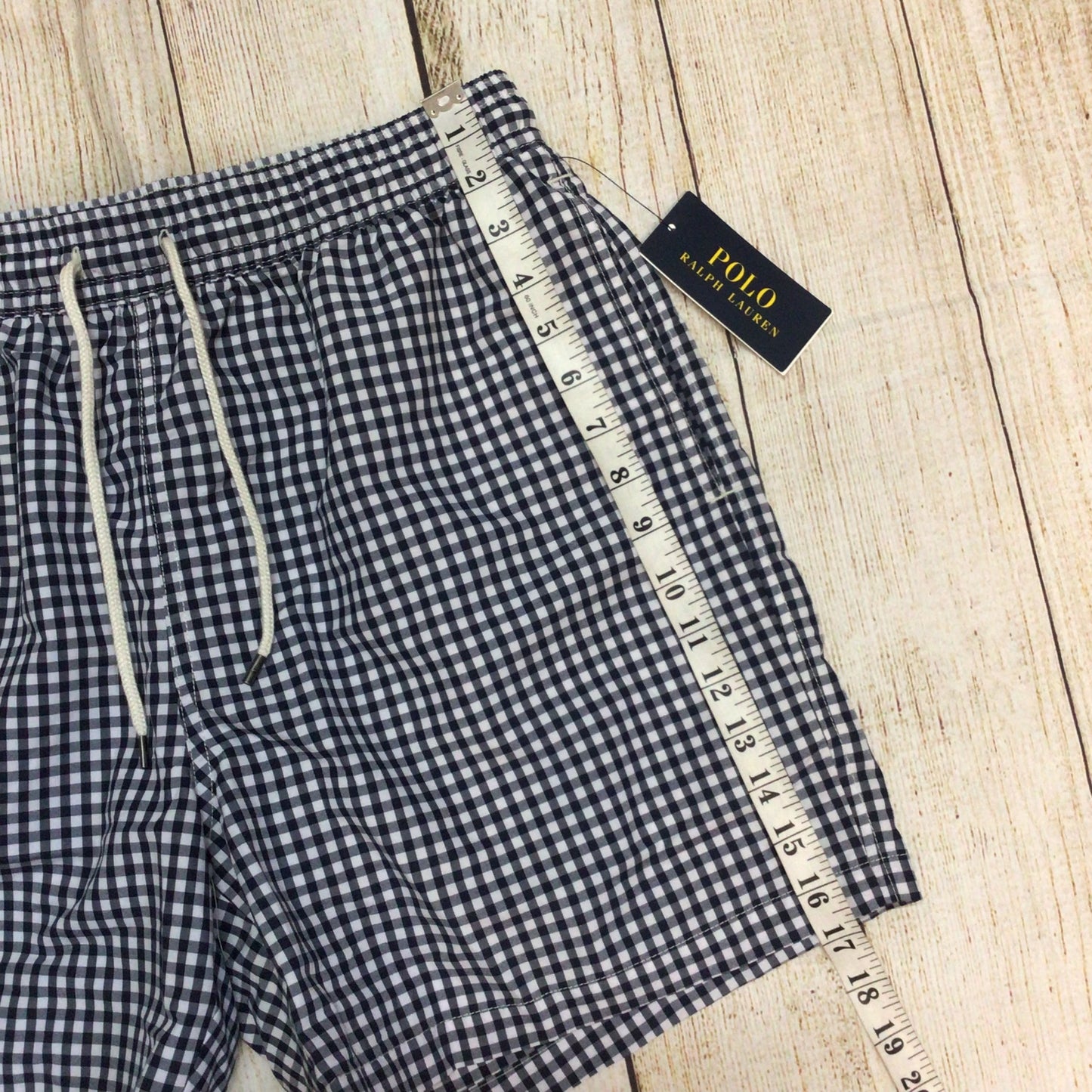 BNWT Polo Ralph Lauren Blue Gingham Traveler Swimming Trunks Shorts Size L