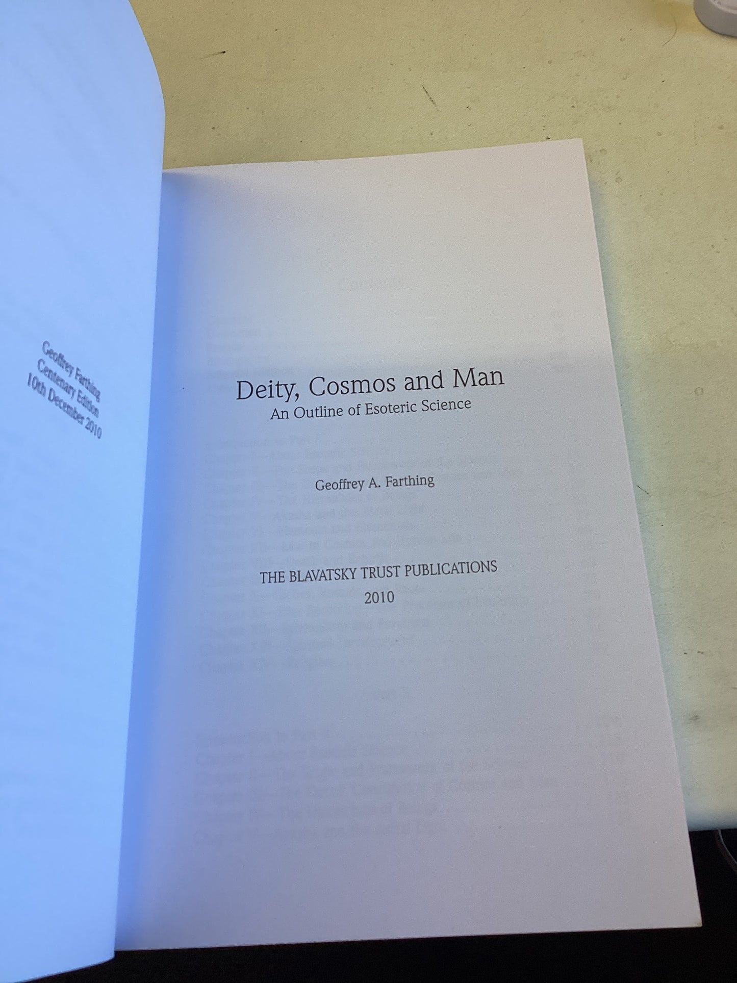 Deity Cosmos & Man An Outline of Esoteric Science Geoffrey A Farthing