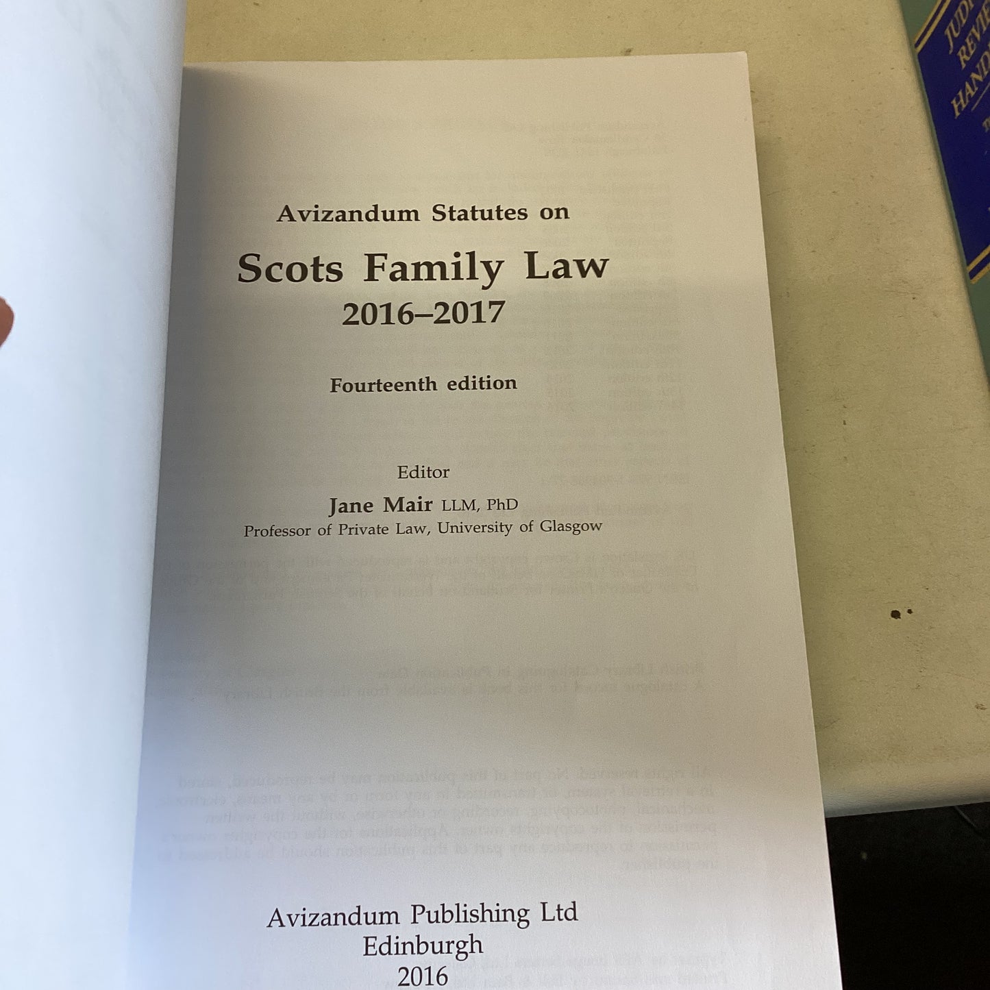 Avizandum Statues on Scots Family Law 14th Edition 2016-2017