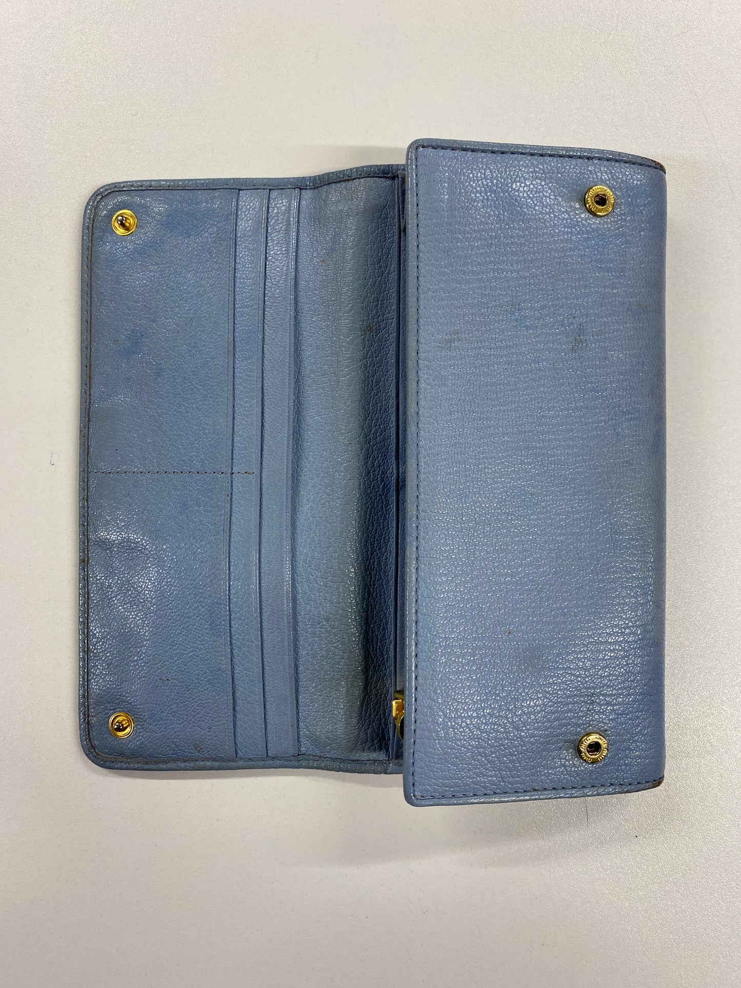 Miu Miu Light Blue Leather Flap Wallet