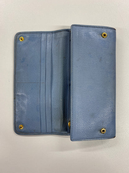 Miu Miu Light Blue Leather Flap Wallet