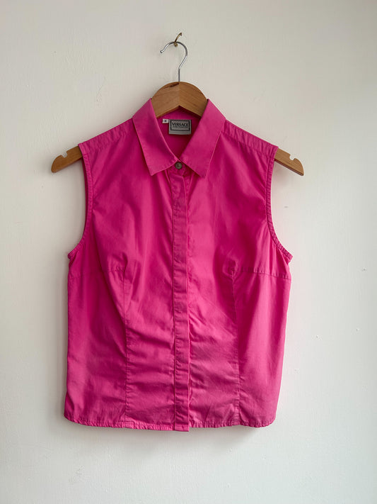 Versace Bright Pink Vest Shirt Size S