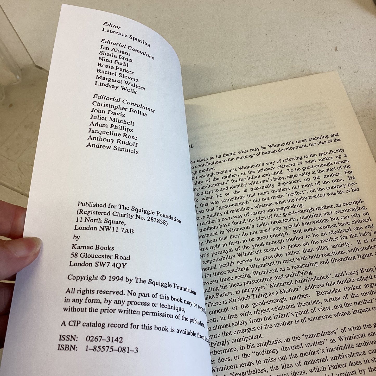 Winnicott Studies The Journal of Squiggle Foundation Number 9 Spring 1994