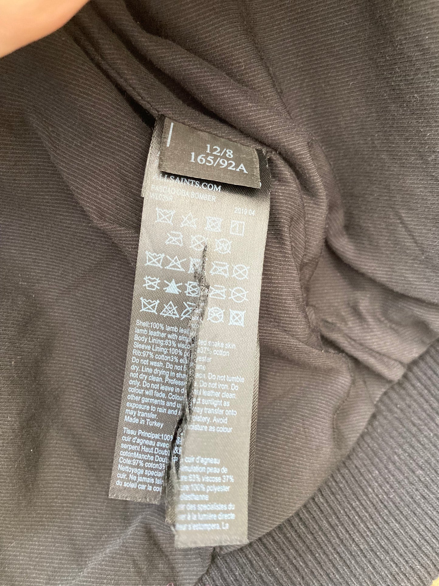 AllSaints Snake-Embossed Leather Jacket Size 12