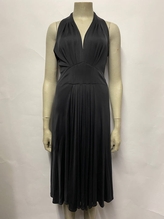 Issa London Black Silk Halter Neck Midi Dress 12
