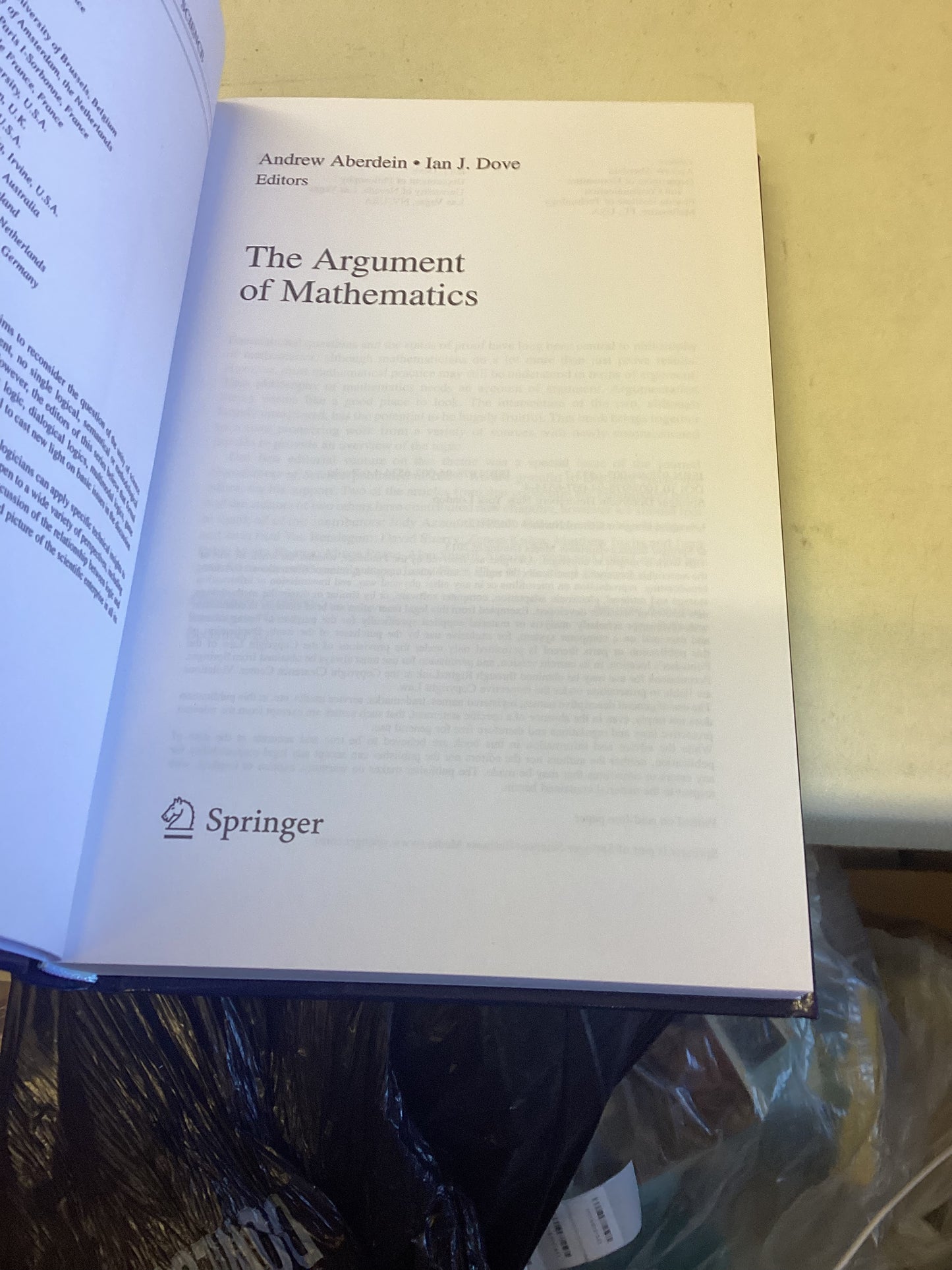 The Argument of Mathematics Editors Andrew Aberdein Ian J Dove
