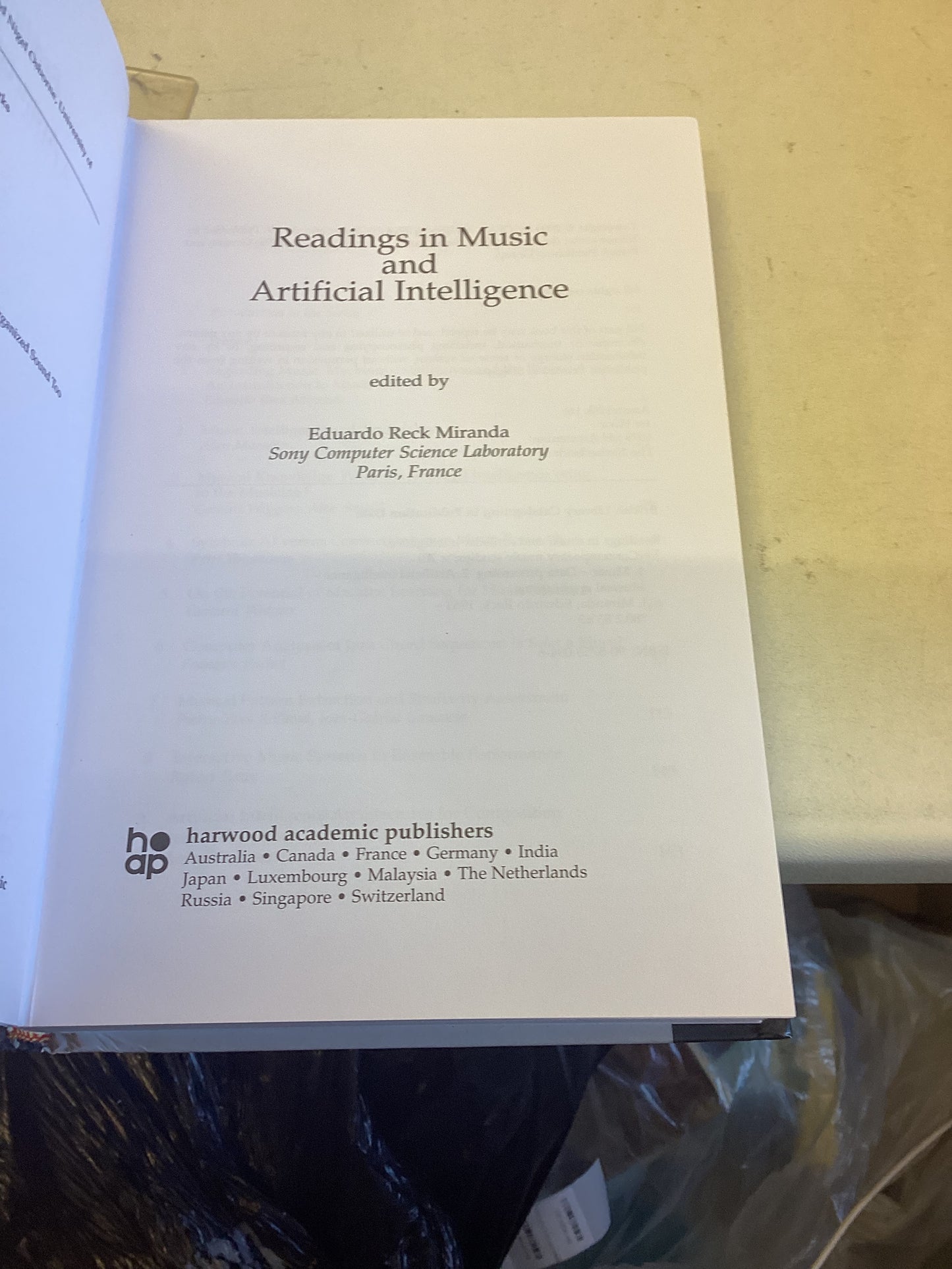 Readings In Music and Artificial Inteligence Edited By Eduardo Reck Miranda