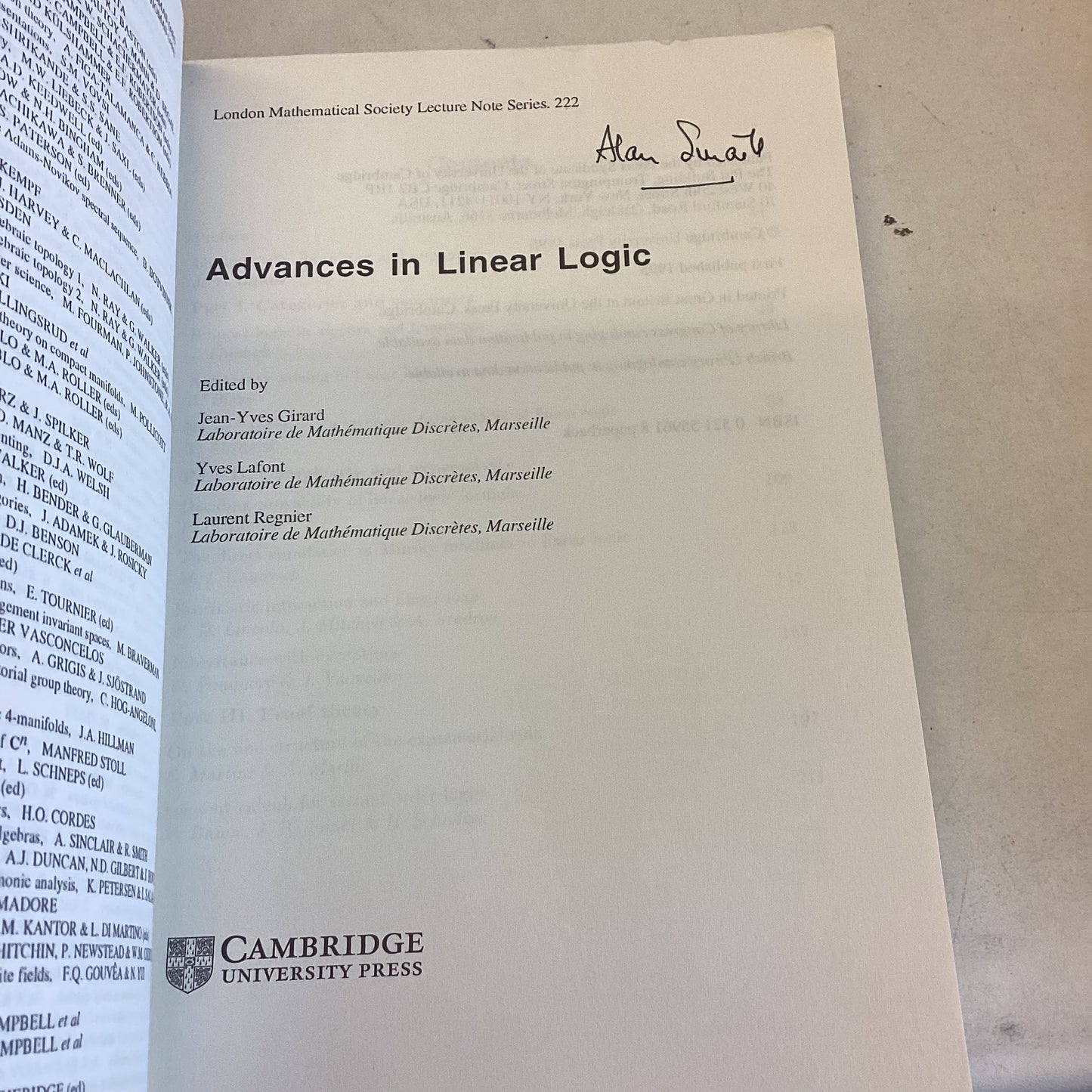 London Mathematical Society Lecture Note Series 222 Advances in Linear Logic