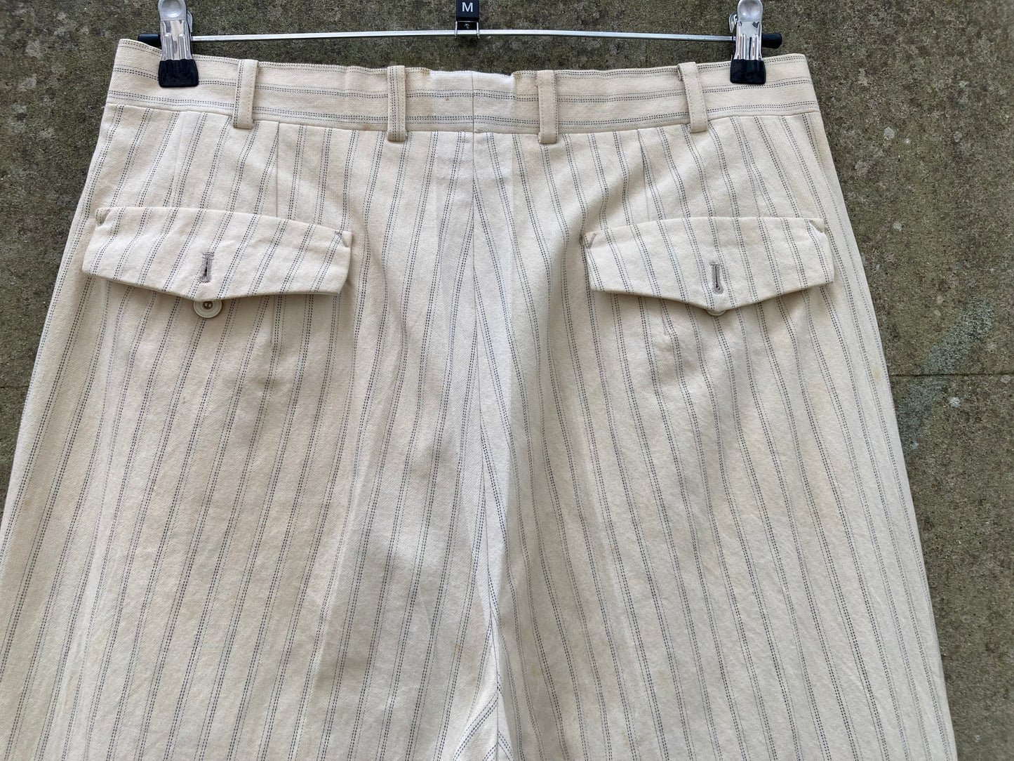 Yohji Yamamoto Costume D'Homme Cream Pinstriped Suit Size Medium