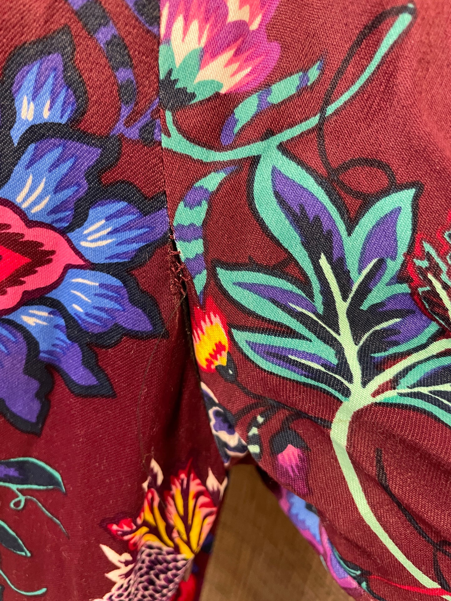 Oliver Bonas Purple Floral Pattern Satin Long Sleeve Midi Dress Size 10