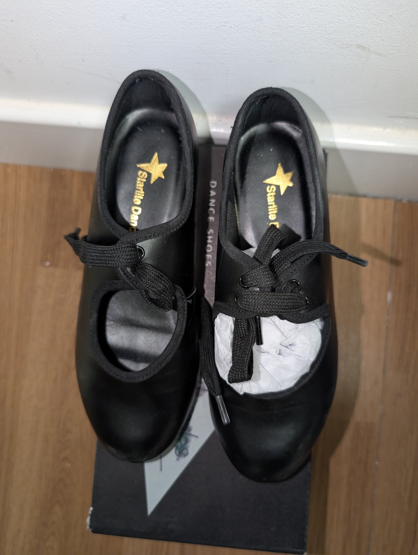 Starlite Patter Black Tap Shoes Kids Size 13.5