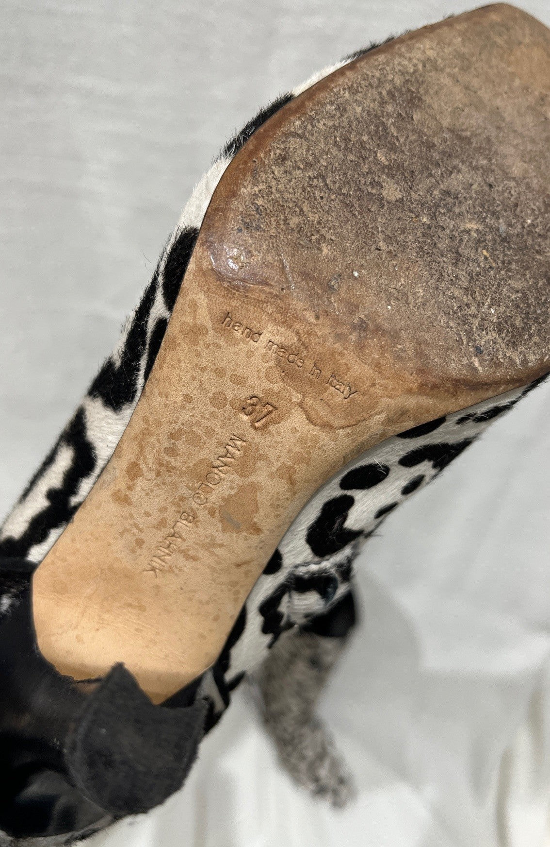 Manolo Blahnik Leopard Print Calf Hair Knee-High Boots Women’s Size 37
