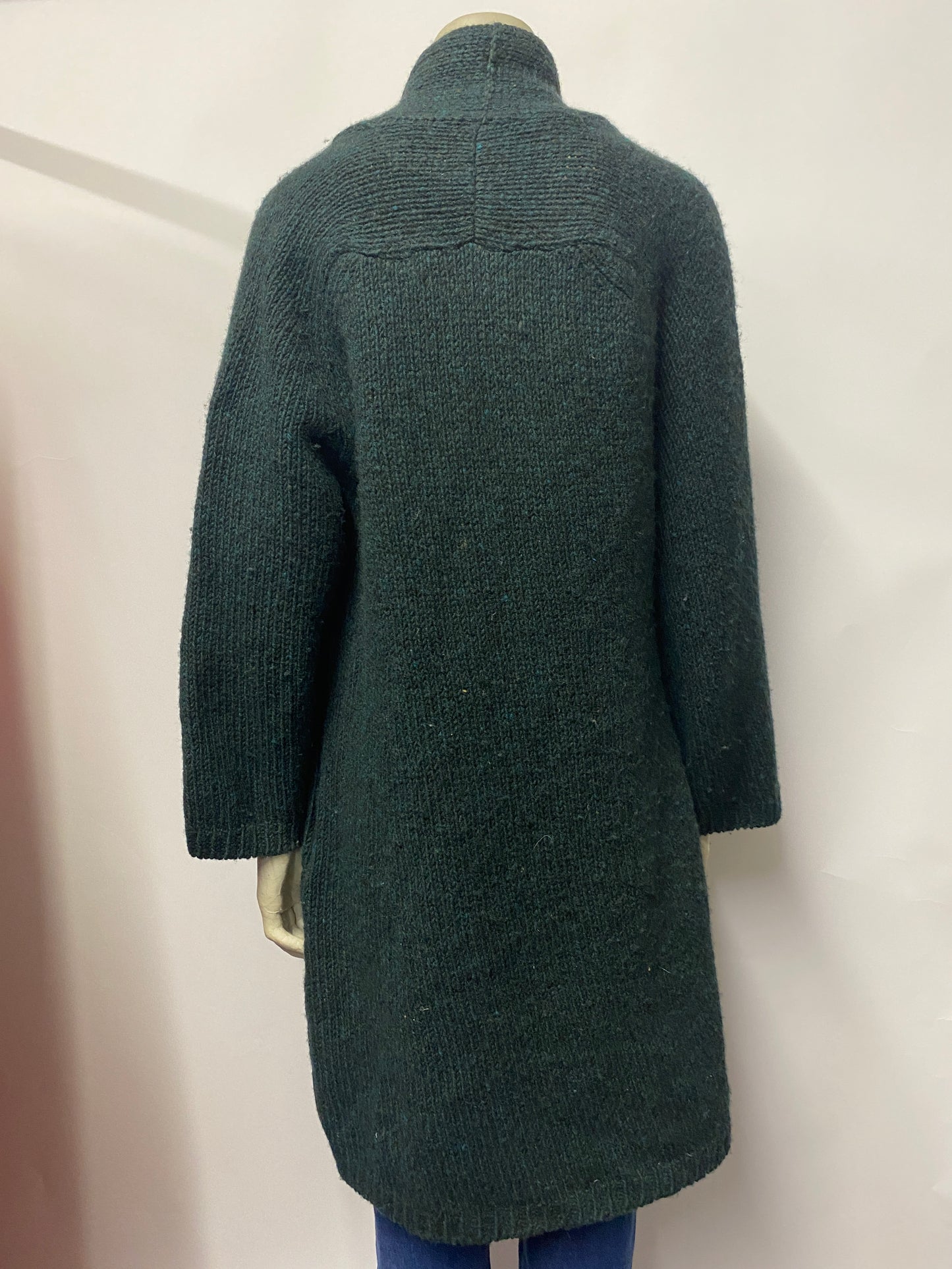 Toast Green Pure Wool Donegal Fleck Long Cardigan Coat Extra Small - Small