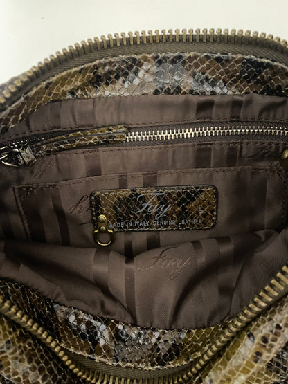 Vintage Fay Khaki Faux Snakeskin Small Leather Handbag BNWT
