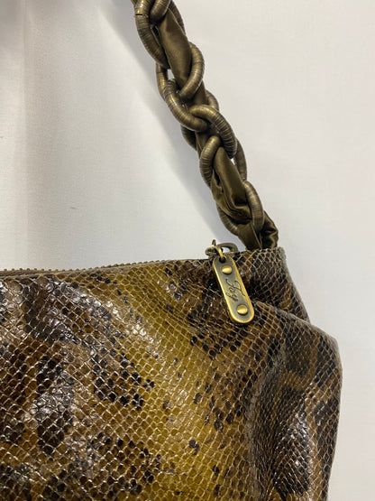 Vintage Fay Khaki Faux Snakeskin Small Leather Handbag BNWT