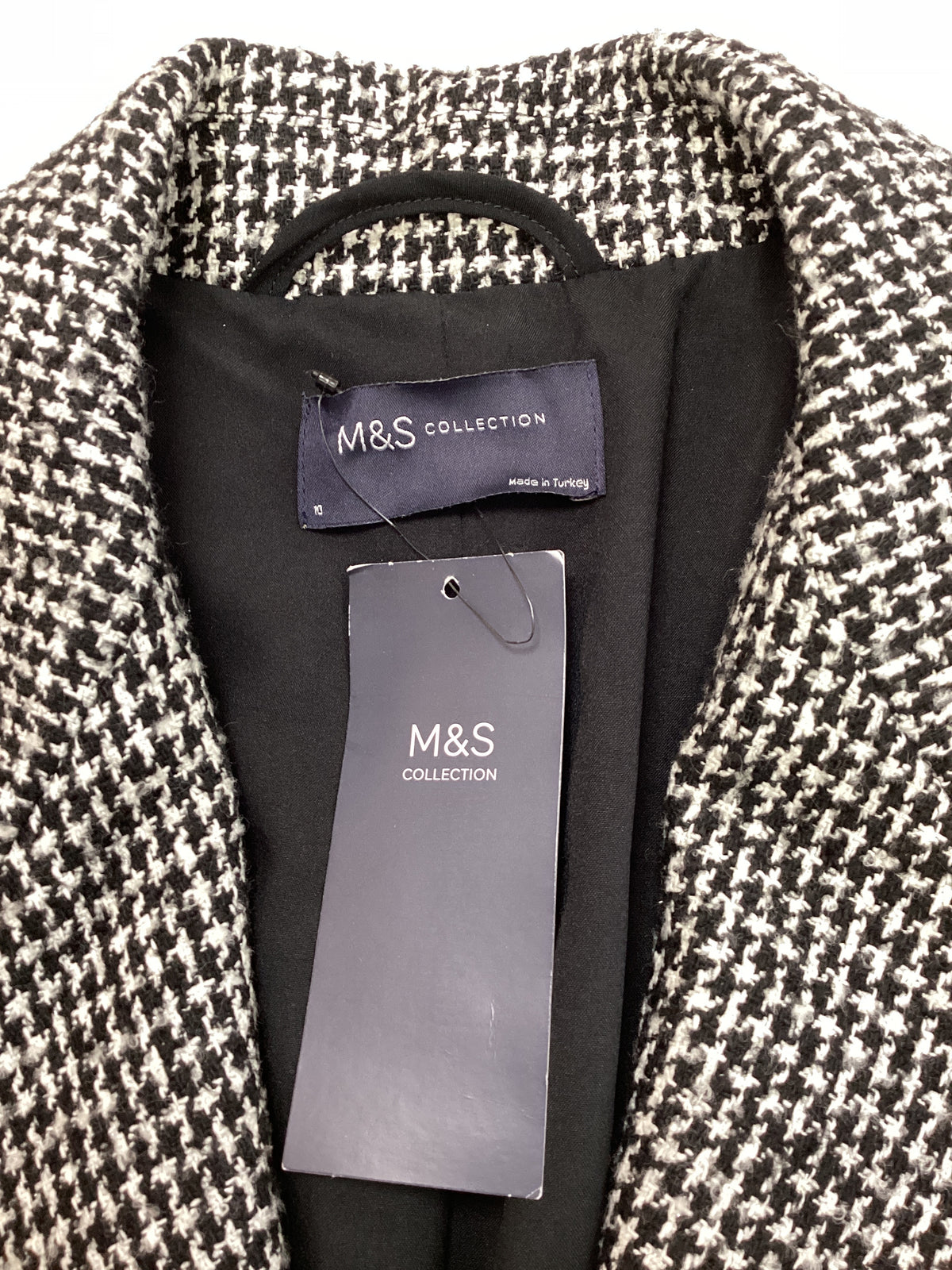 BNWT ladies M&S Black &White tweed Jacket 22% Cotton size 10