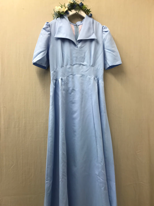 1970s Vintage Blue Dagger Collar Dress Size S/M