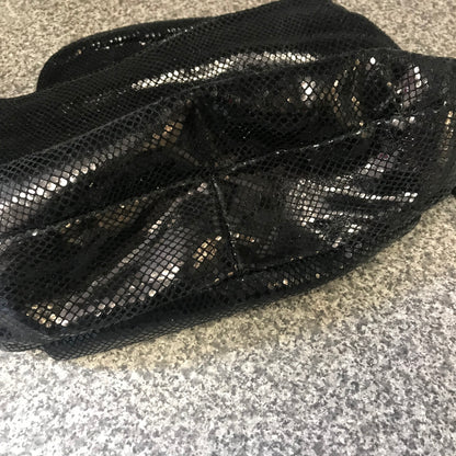 Moda in Italia Leather Black Faux Snakeskin Handbag
