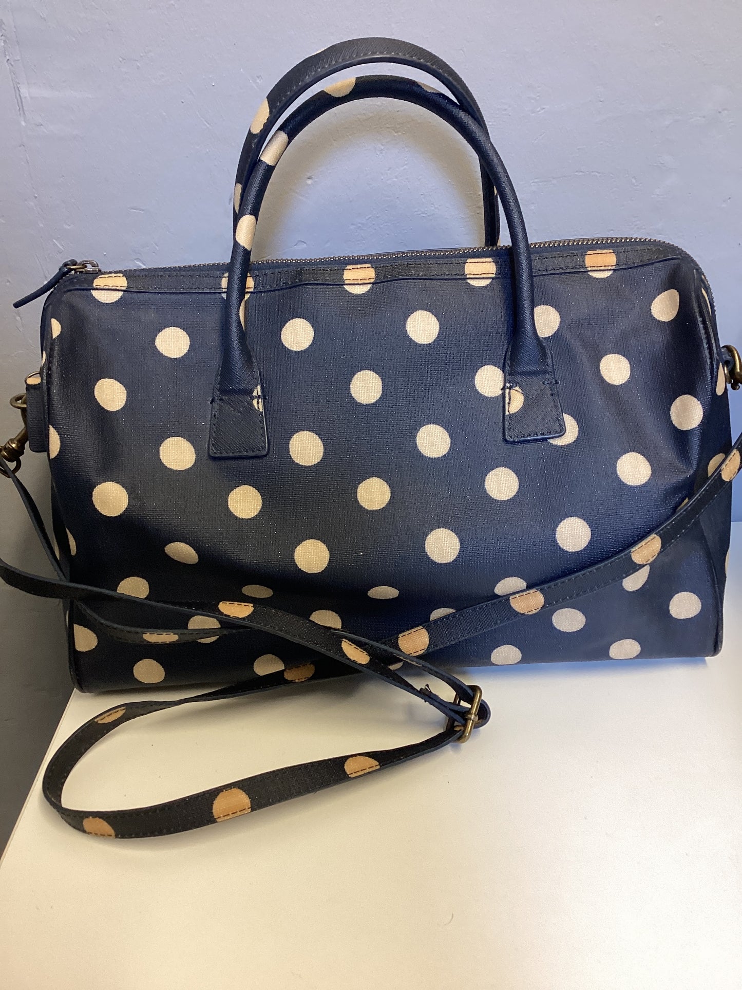 Cath Kidston Navy Polka Dot Small Travel Bag