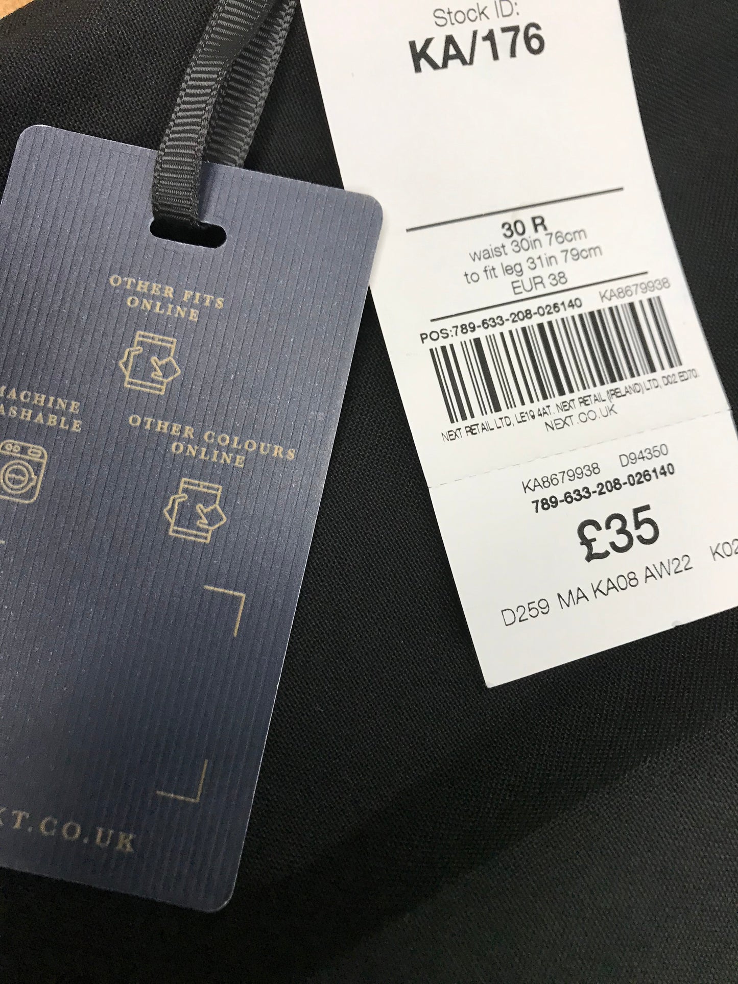 Next Occasions Black Trousers Size 30R BNWT