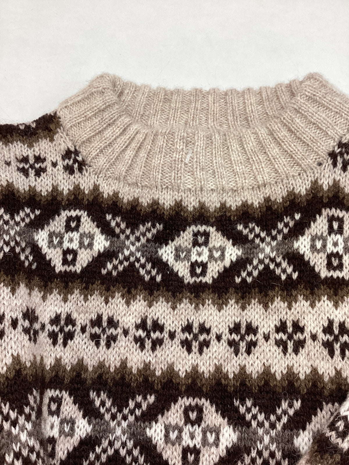 Vintage Fair Isle Shetland Mens size medium Brown/beige design 100% wool
