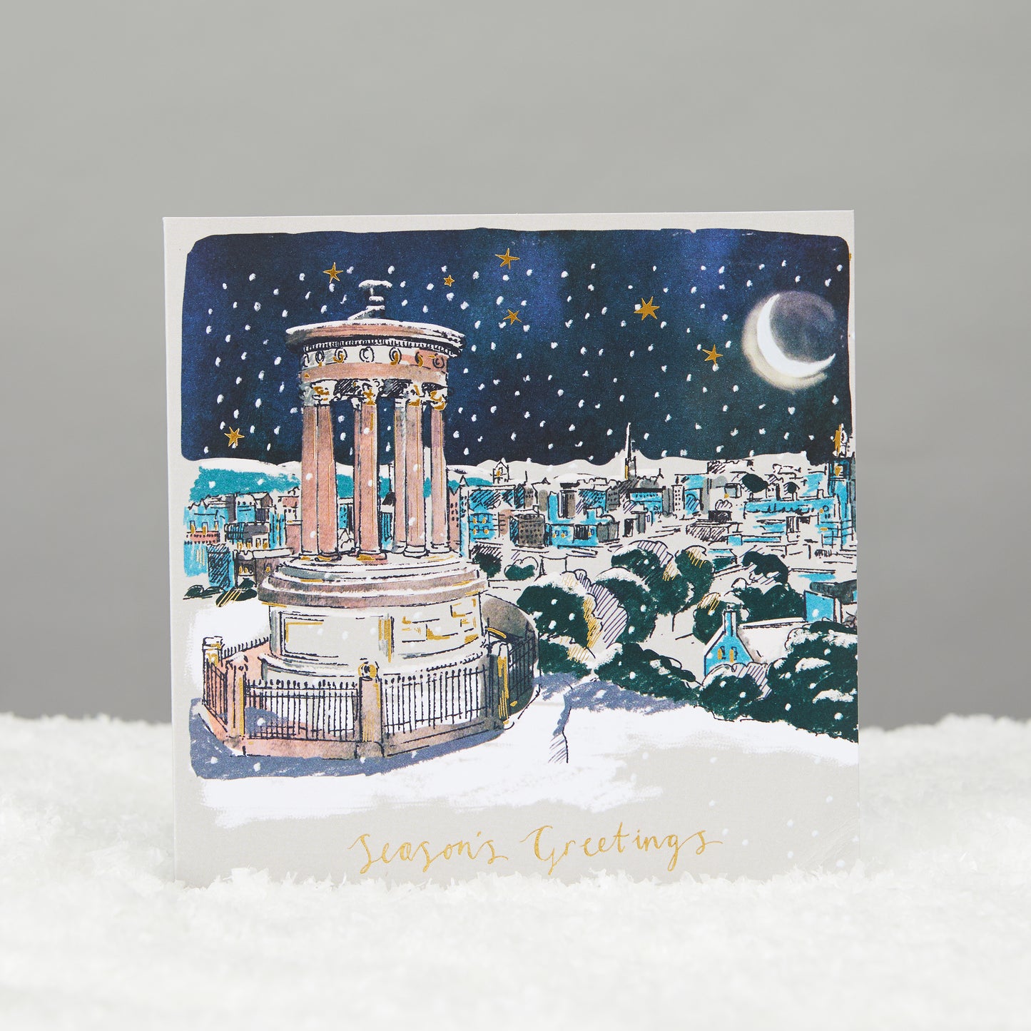 Square Christmas card of Calton Hill