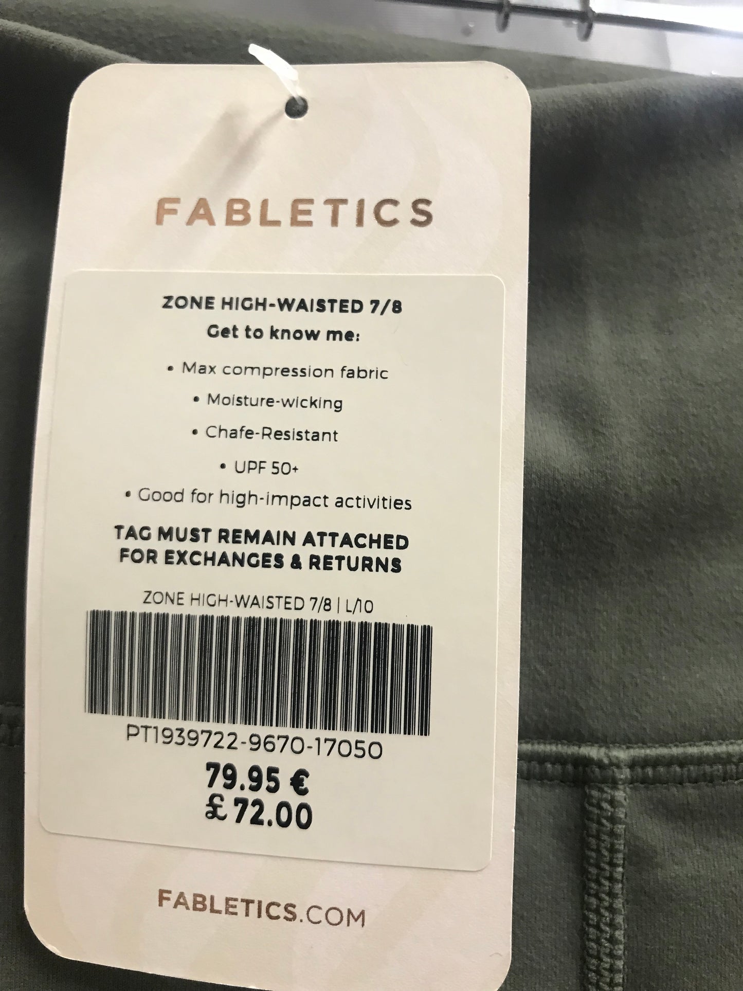 BNWT High Waisted Fabletics Size 10 Leggings Green and Pink