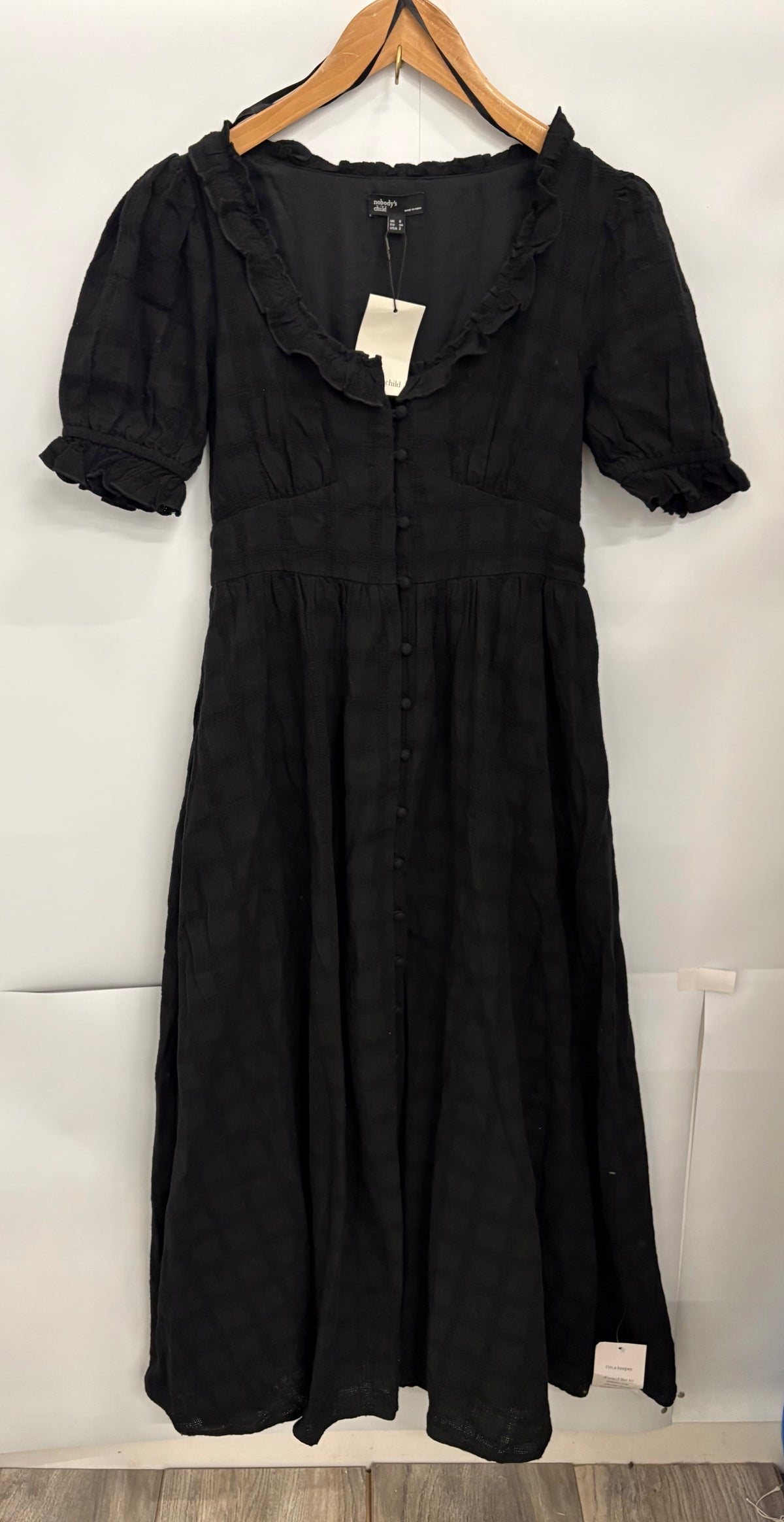 Nobody's Child Black Short-Sleeve Flossie Midi Dress Size 6 - BNWT