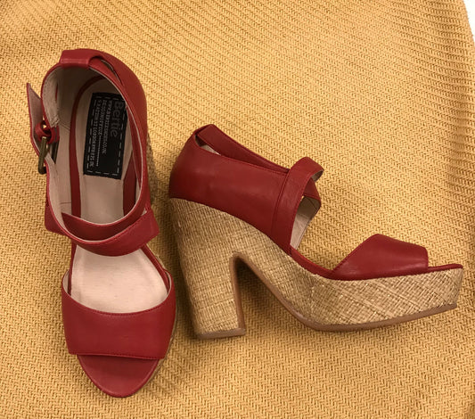 Bertie Size 5 Red Chunky Heel Shoes