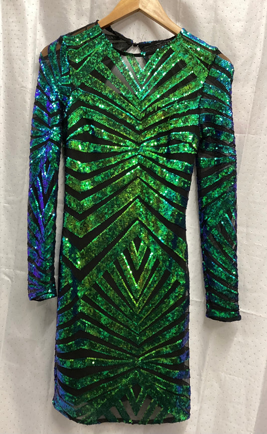 Quiz Size 6 Blue and Green Two Tone Sequin Midi Dress