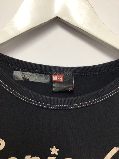 Diesel Grey and Black Cotton T-shirt Small