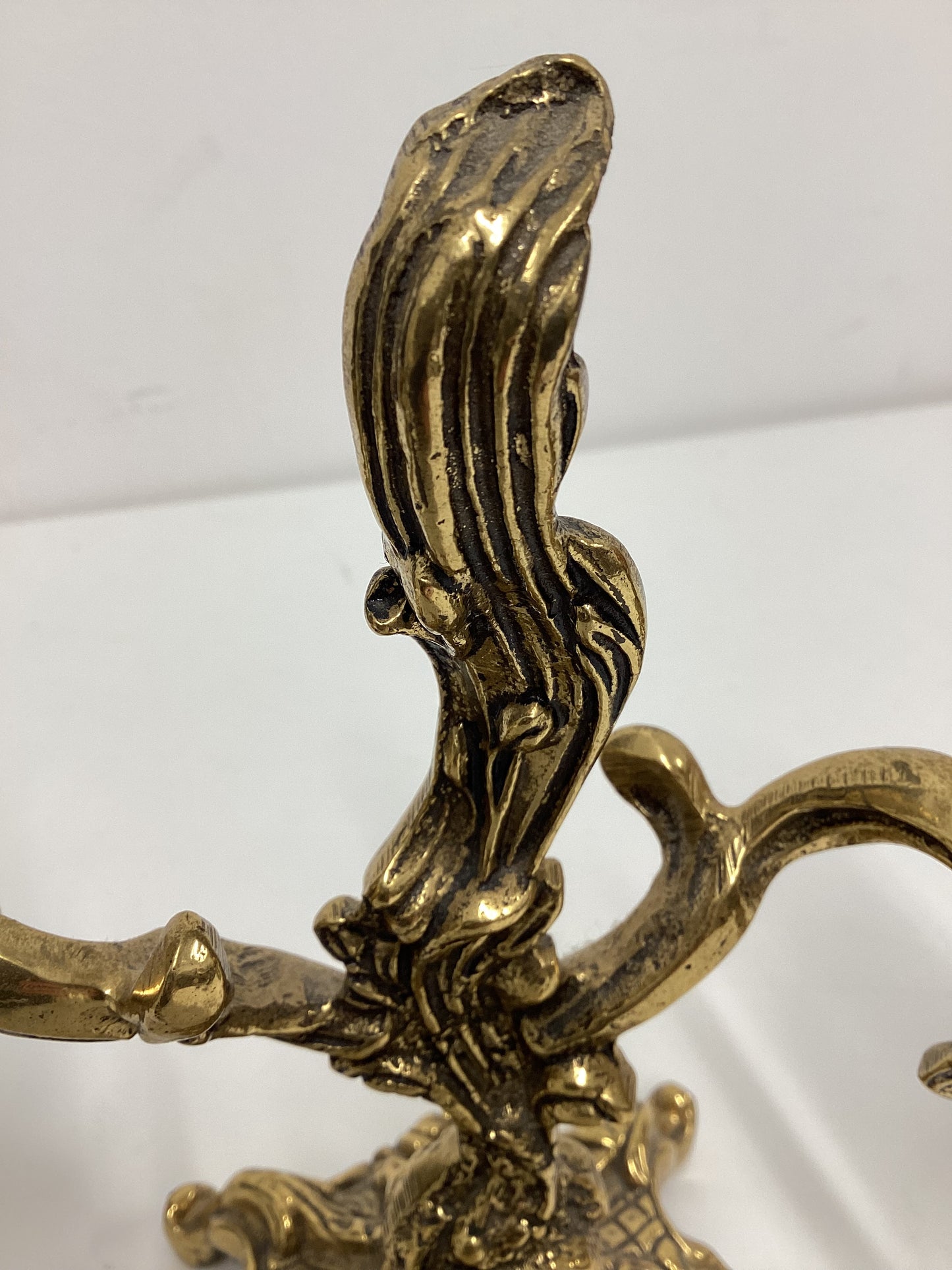 Mid Century Italian Art Nouveau Brass Candelabras 1950s