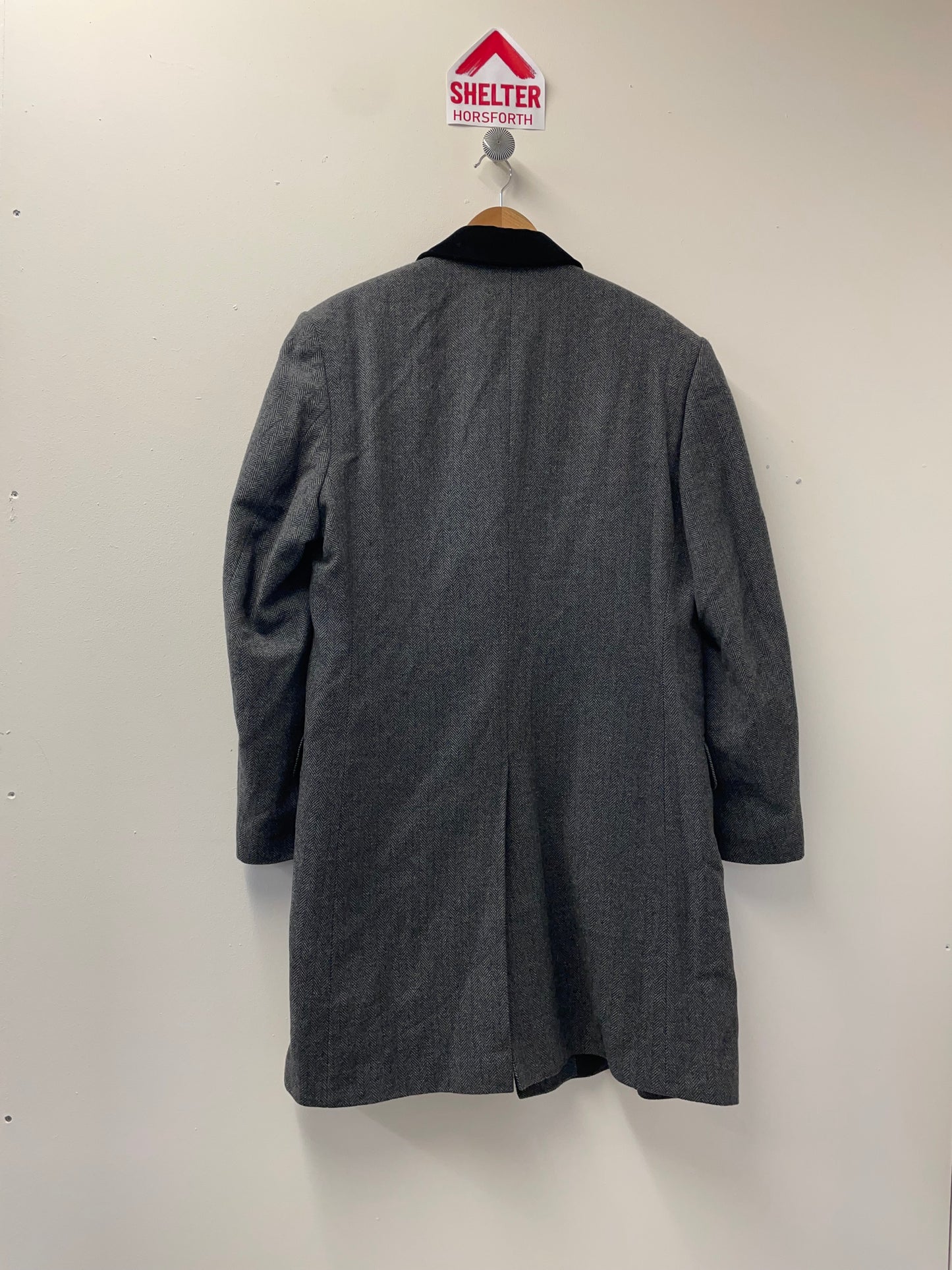 Wool&Cashmere Charcoal Long Over Coat Grey Size 40 Chest