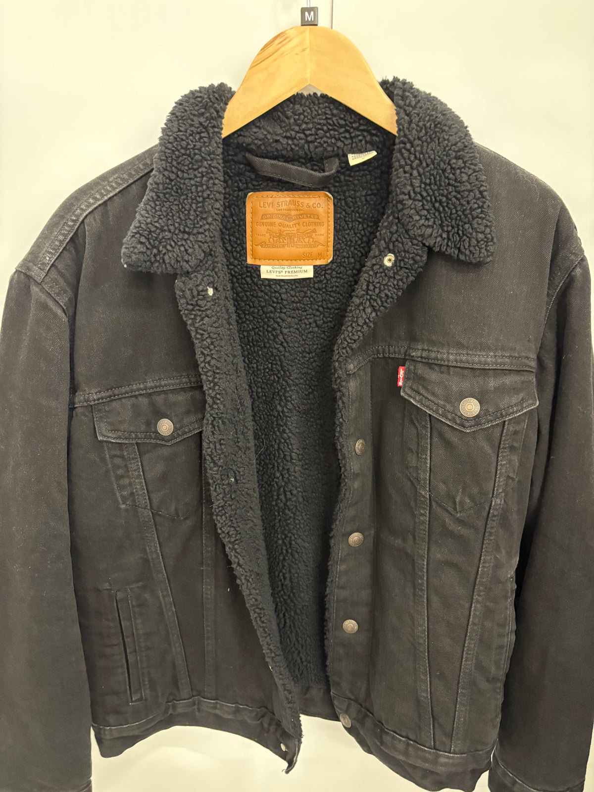 Levi's Mens Black Sherpa Trucker Jacket Size M