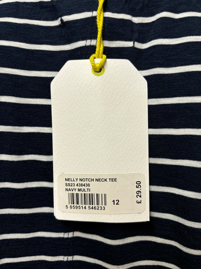 White Stuff Navy Nelly Notch Stripe T-shirt 12 BNWT