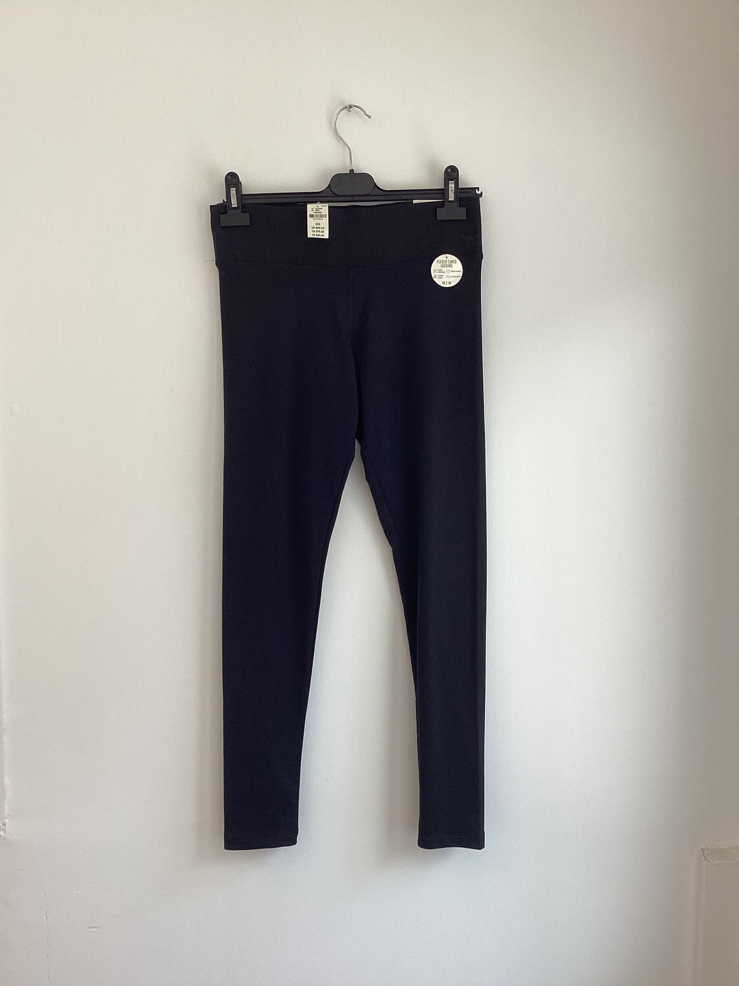 Victorias Secret  PINK, Black, Fleece Lined Legging, Size M