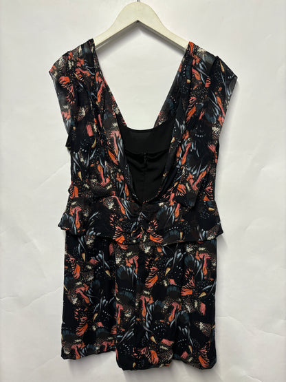 Allsaints Multicoloured Butterfly Print Tori Flutter Mini Dress 14 BNWT