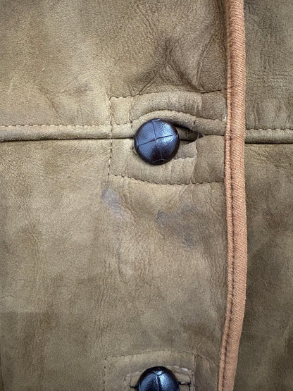 Vintage Debenhams Brown Womens Borg Suede Coat Size 12