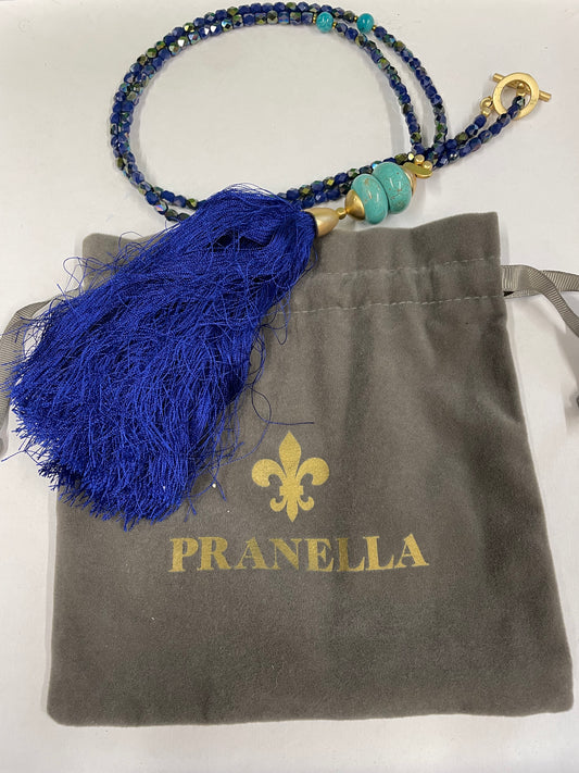 Pranella Royal Blue Statement Tassel Necklace