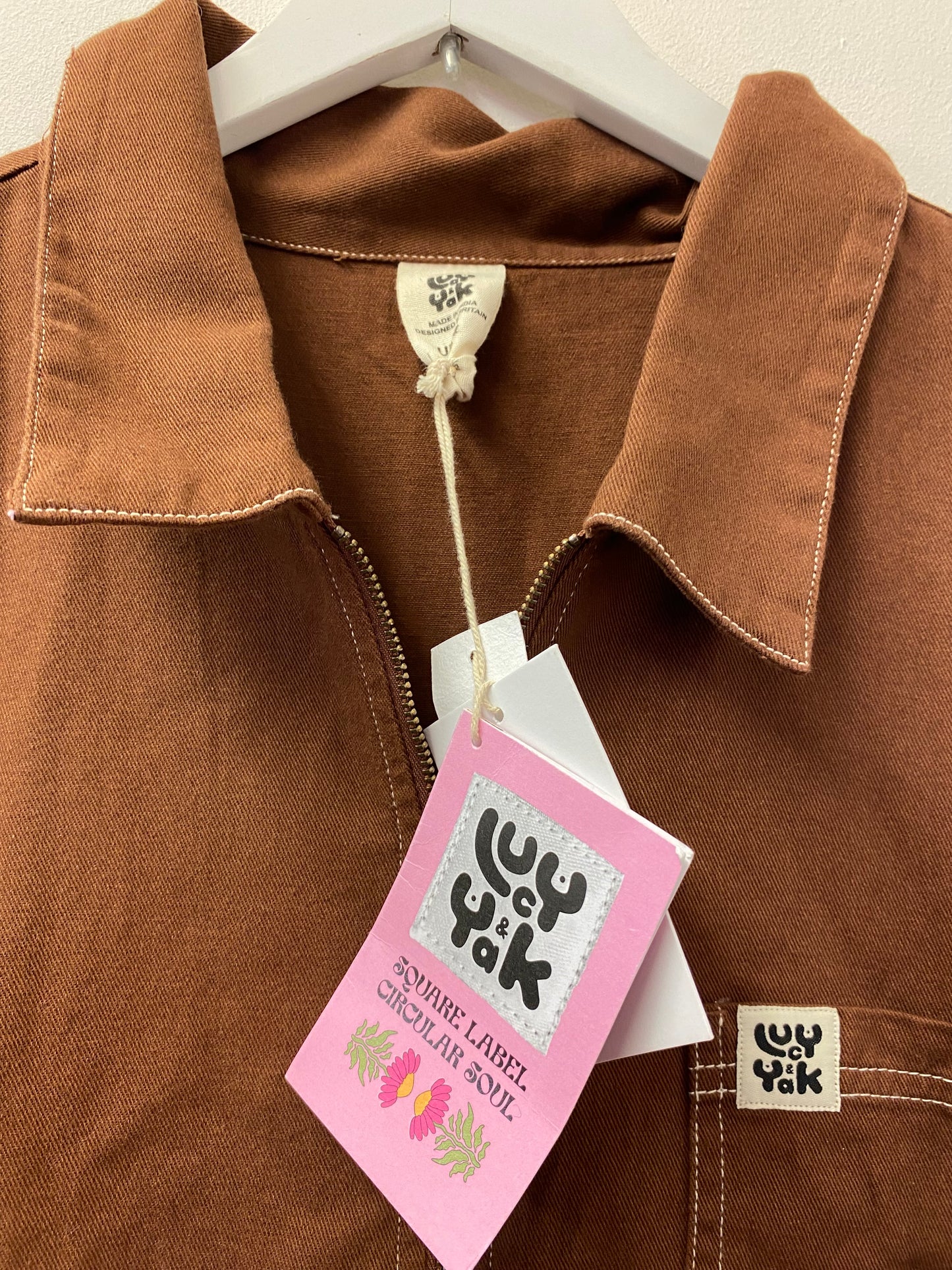 BNWT Lucy and Yak Ragan Jumpsuit Organic Cotton Cappucchino Size 24