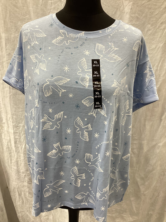M&S Blue Bird Pattern T-shirt XL