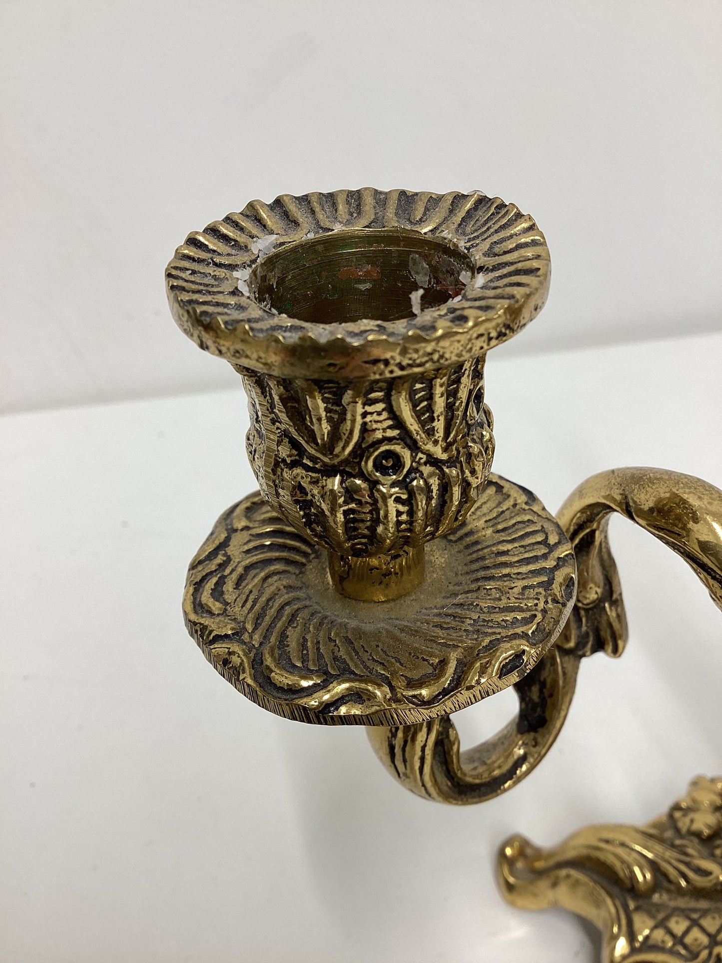 Mid Century Italian Art Nouveau Brass Candelabras 1950s