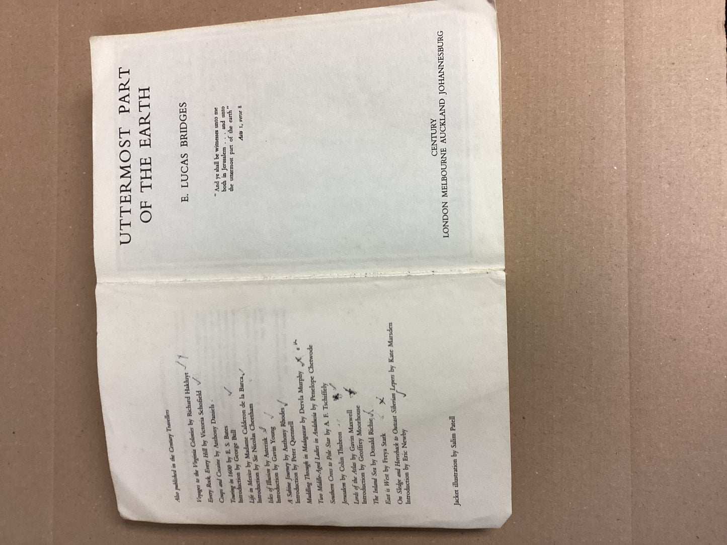 Uttermost Part of the Earth by Lucas Bridges 1987 Paperback