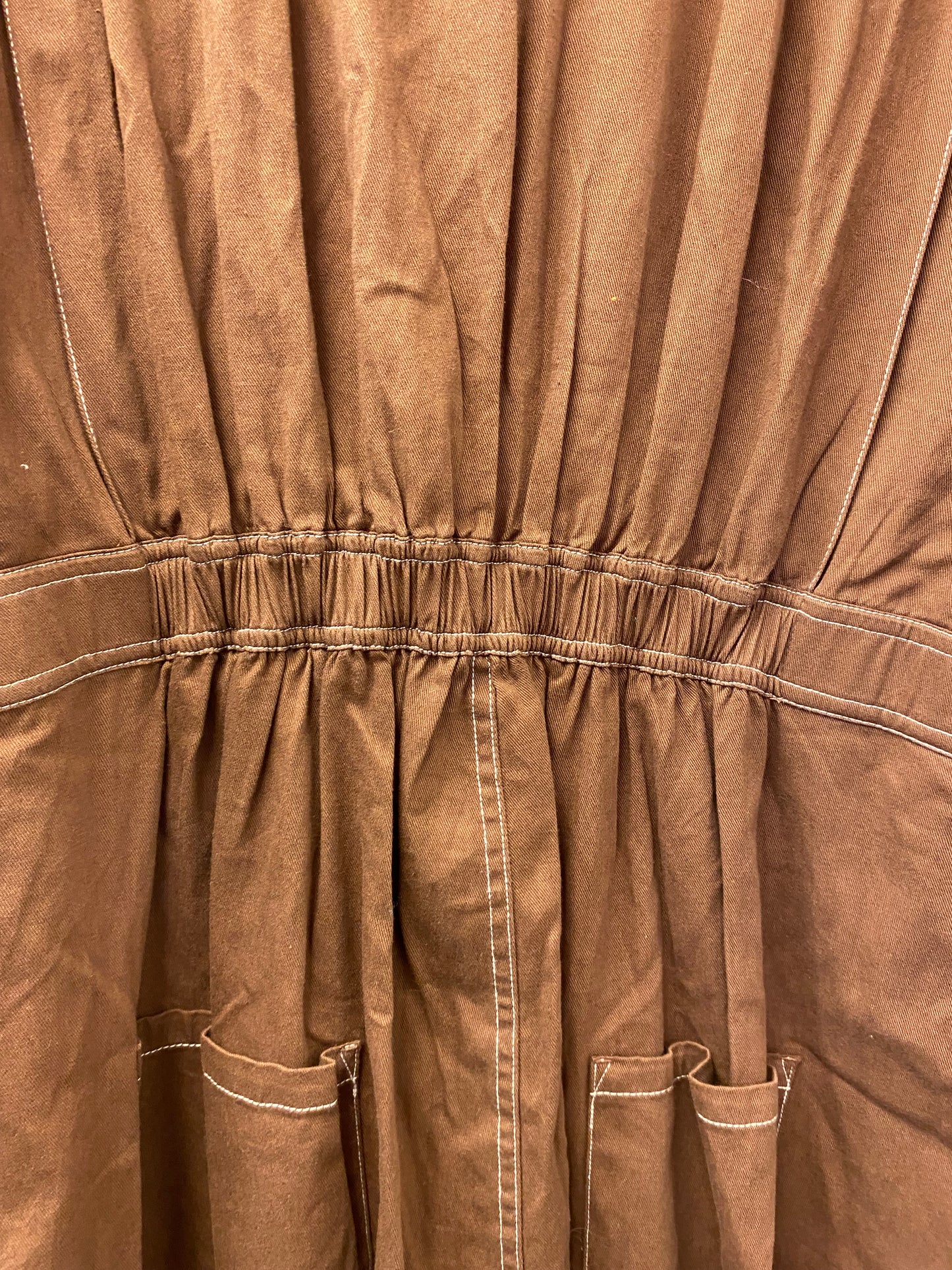 BNWT Lucy and Yak Carmen Jumpsuit Organic Cotton Oak Brown 2XL