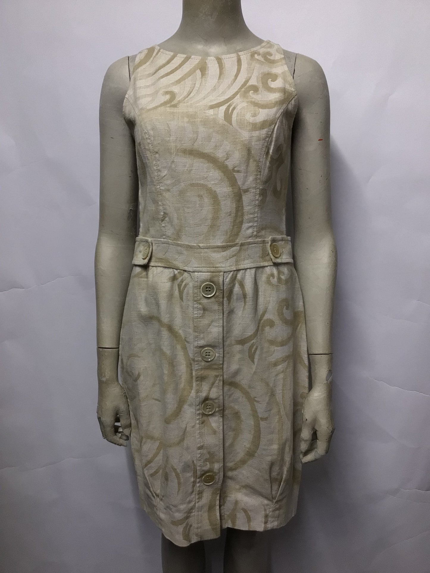 Valentino Roma Beige Paisley Linen Dress 40/8