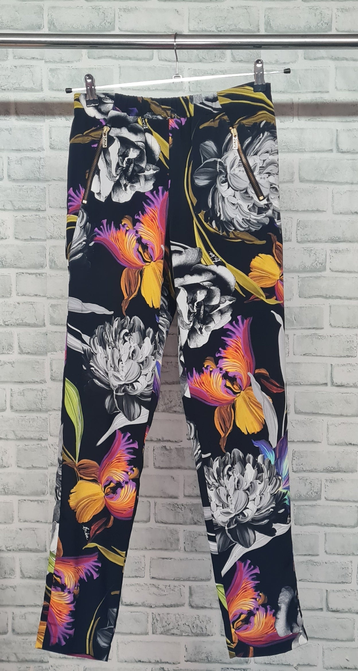 Biba Floral Black Trousers Size 10